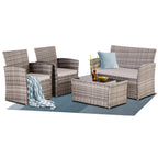 Ensemble de 4 chaises de jardin en osier et rotin