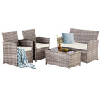 Ensemble de 4 chaises de jardin en osier et rotin