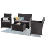 Ensemble de 4 chaises de jardin en osier et rotin