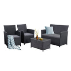 Ensemble de 4 chaises de jardin en osier et rotin