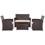 Ensemble de 4 chaises de jardin en osier et rotin