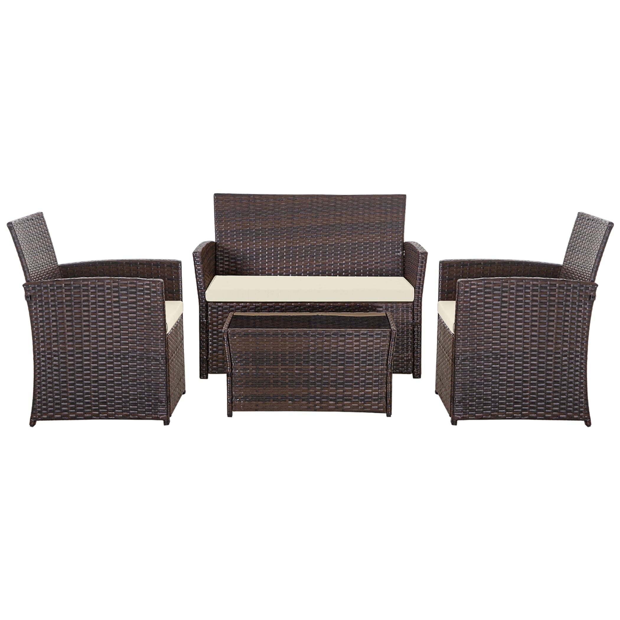 Ensemble de 4 chaises de jardin en osier et rotin
