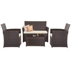Ensemble de 4 chaises de jardin en osier et rotin
