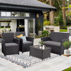 Ensemble de 4 chaises de jardin en osier et rotin