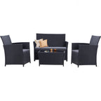 Ensemble de 4 chaises de jardin en osier et rotin