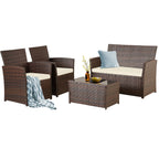 Ensemble de 4 chaises de jardin en osier et rotin