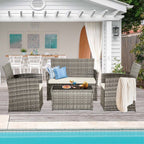 Ensemble de 4 chaises de jardin en osier et rotin
