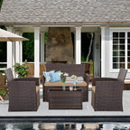 Ensemble de 4 chaises de jardin en osier et rotin