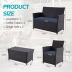 Ensemble de 4 chaises de jardin en osier et rotin