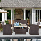 Ensemble de 4 chaises de jardin en osier et rotin