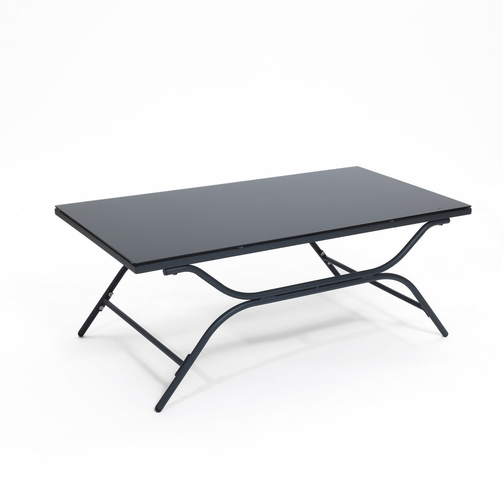 Ensemble de meubles de jardin d'extérieur 4 pièces en fer gris foncé avec coussins amovibles