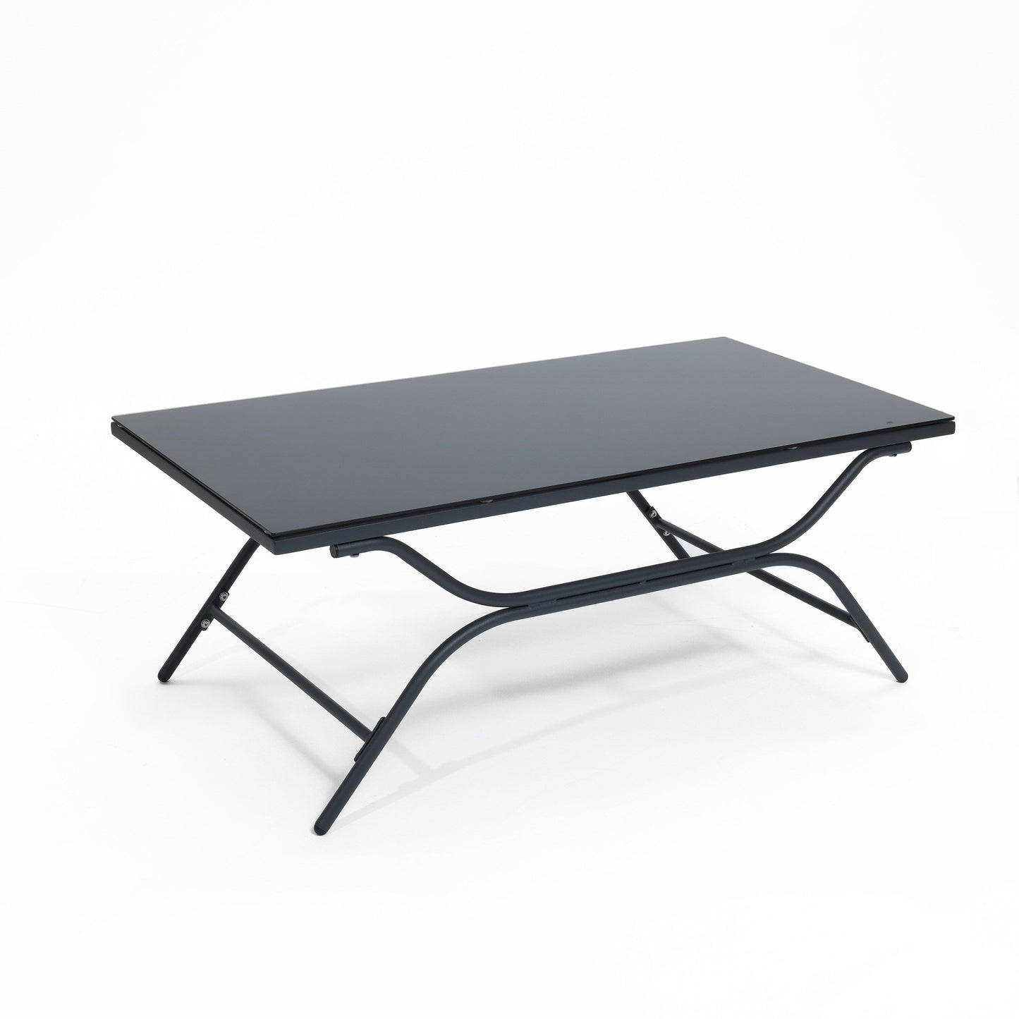 Ensemble de meubles de jardin d'extérieur 4 pièces en fer gris foncé avec coussins amovibles