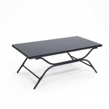 Ensemble de meubles de jardin d'extérieur 4 pièces en fer gris foncé avec coussins amovibles