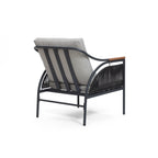 Ensemble de meubles de jardin d'extérieur 4 pièces en fer gris foncé avec coussins amovibles