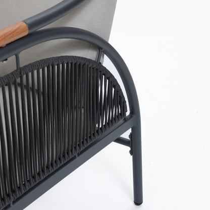 Ensemble de meubles de jardin d'extérieur 4 pièces en fer gris foncé avec coussins amovibles