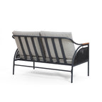 Ensemble de meubles de jardin d'extérieur 4 pièces en fer gris foncé avec coussins amovibles