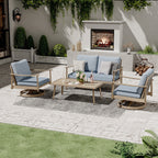 Ensemble de salon de jardin en aluminium pour 4 personnes avec 2 chaises pivotantes, une causeuse et une table basse
