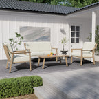 Ensemble de conversation de patio en aluminium 4 pièces avec table d'appoint et coussins
