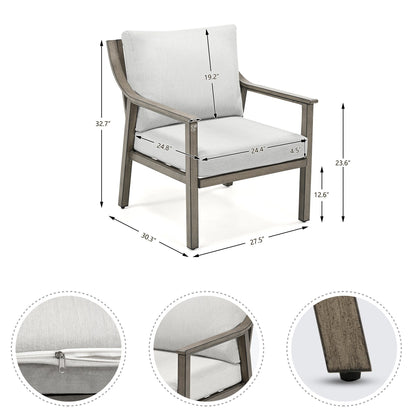 Ensemble de conversation de patio en aluminium 4 pièces avec table d'appoint et coussins