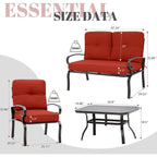 Ensemble de conversation en métal pour patio extérieur, 4 pièces