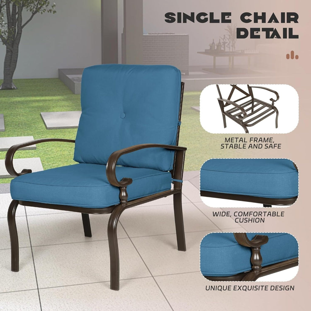 Ensemble de conversation en métal pour patio extérieur, 4 pièces