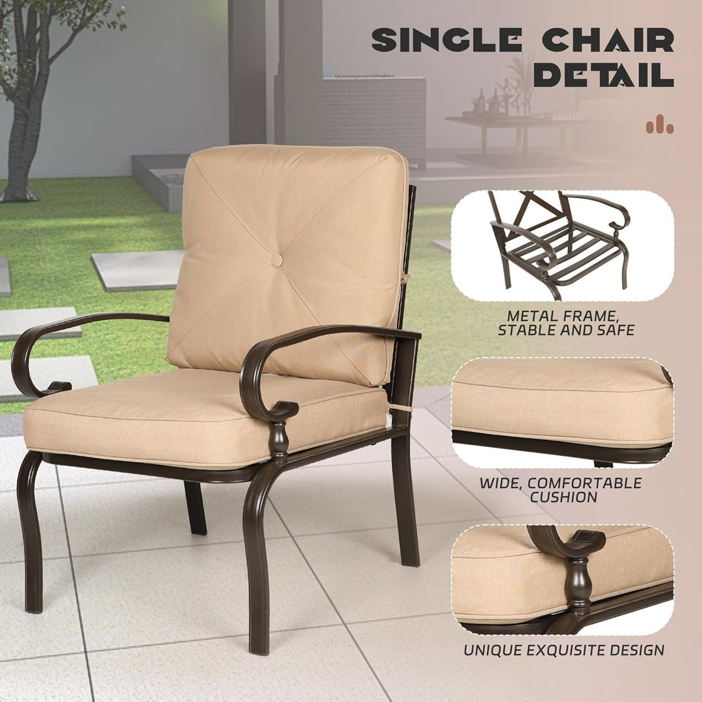 Ensemble de conversation en métal pour patio extérieur, 4 pièces
