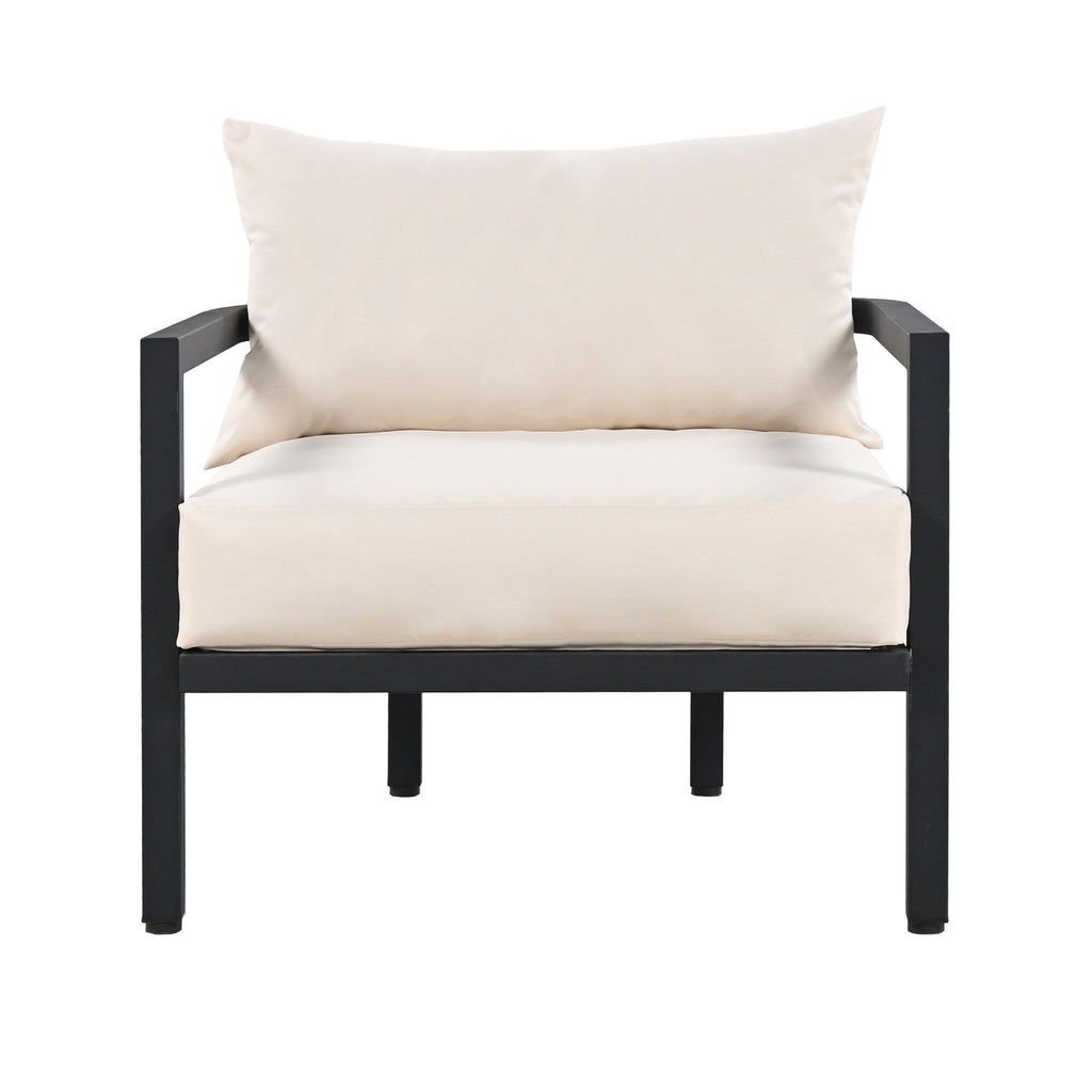 Ensemble de canapés d'extérieur 4 pièces en acier, 5 places, avec table basse, imperméable, antirouille et anti-UV