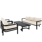 Ensemble de canapés d'extérieur 4 pièces en acier, 5 places, avec table basse, imperméable, antirouille et anti-UV