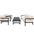 Ensemble de canapés d'extérieur 4 pièces en acier, 5 places, avec table basse, imperméable, antirouille et anti-UV