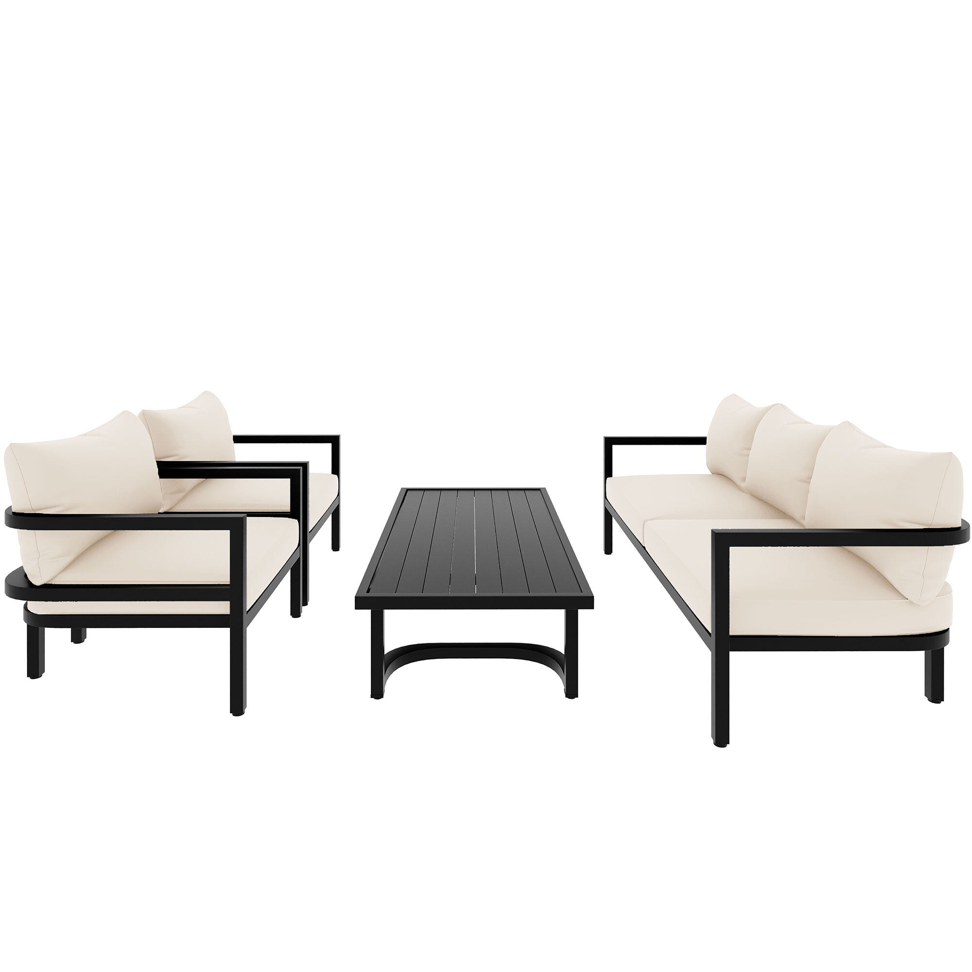 Ensemble de canapés d'extérieur 4 pièces en acier, 5 places, avec table basse, imperméable, antirouille et anti-UV
