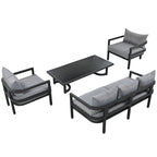 Ensemble de canapés d'extérieur 4 pièces en acier, 5 places, avec table basse, imperméable, antirouille et anti-UV