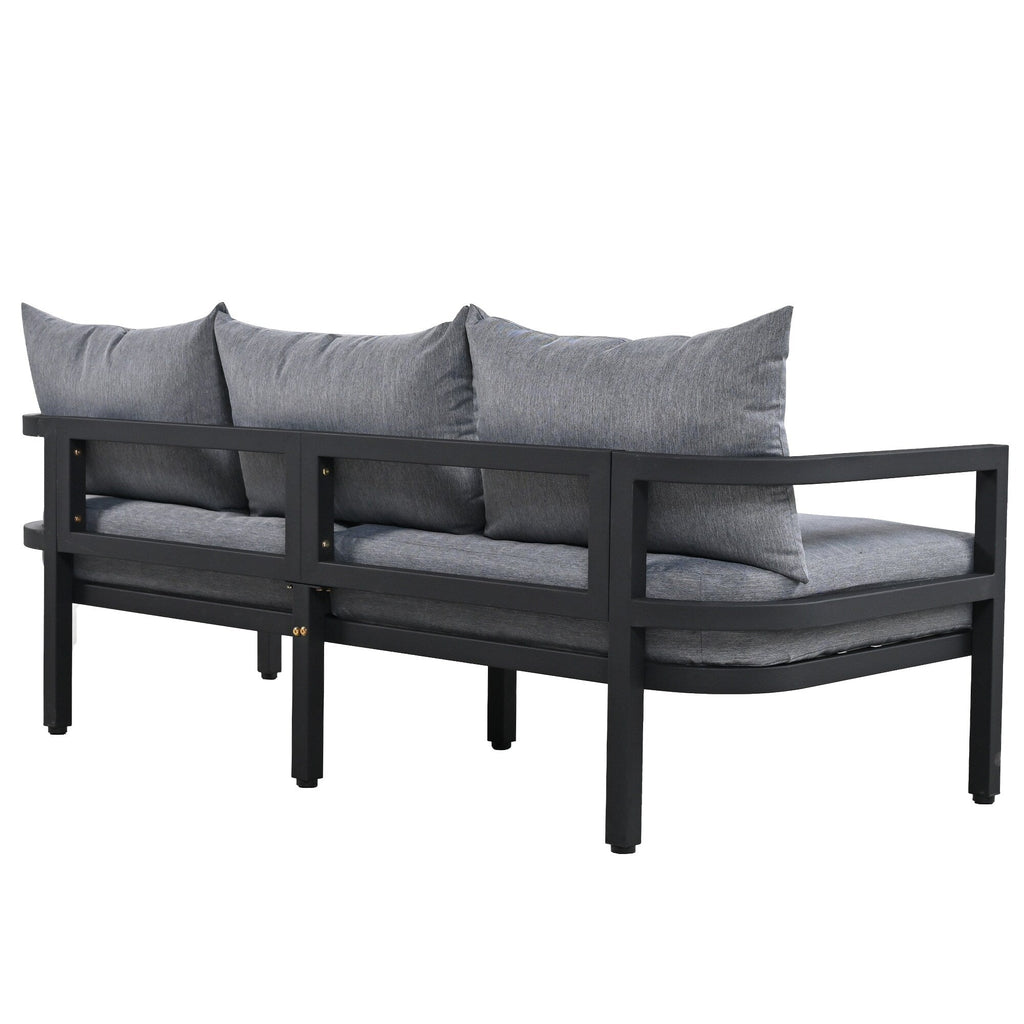 Ensemble de canapés d'extérieur 4 pièces en acier, 5 places, avec table basse, imperméable, antirouille et anti-UV