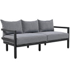 Ensemble de canapés d'extérieur 4 pièces en acier, 5 places, avec table basse, imperméable, antirouille et anti-UV