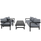 Ensemble de canapés d'extérieur 4 pièces en acier, 5 places, avec table basse, imperméable, antirouille et anti-UV