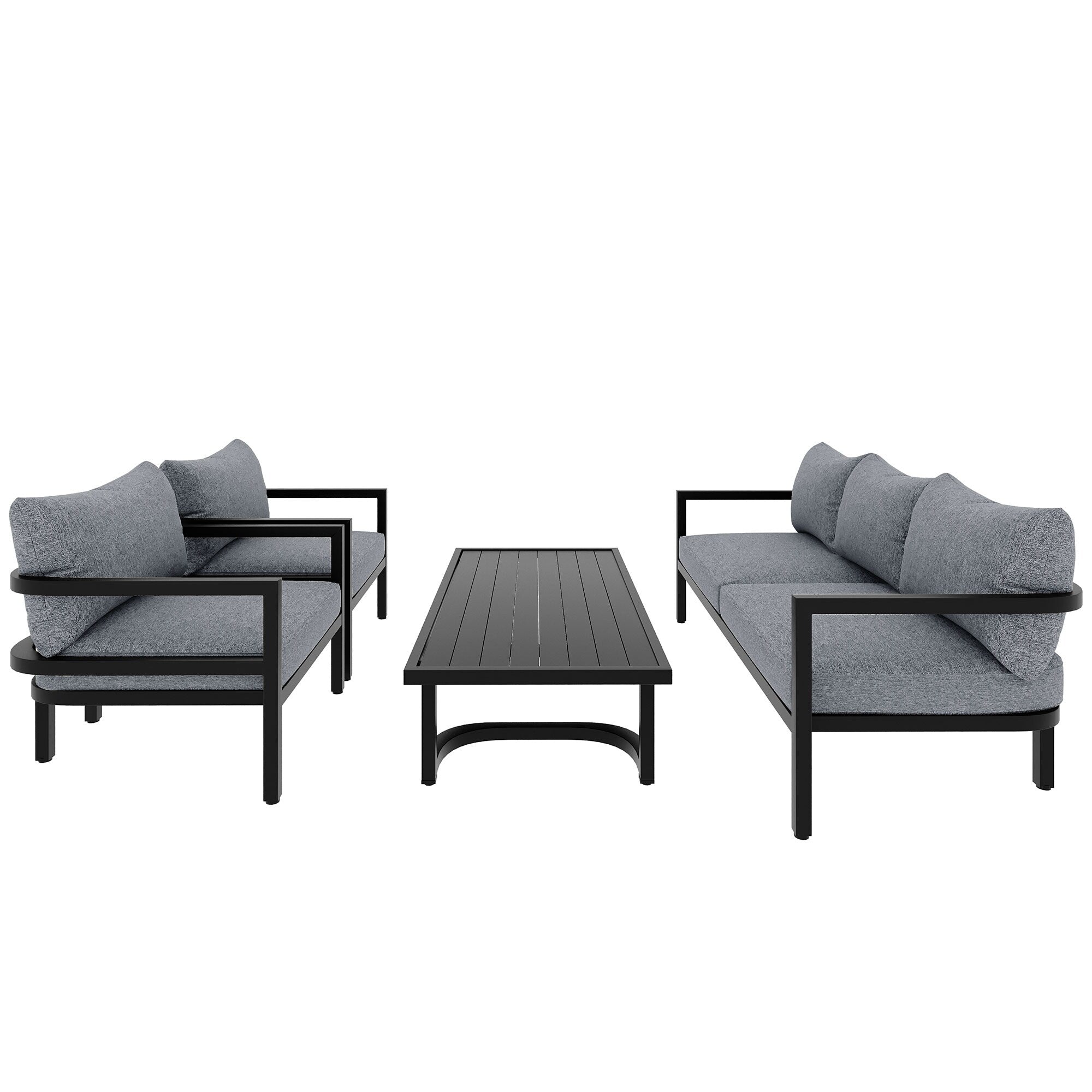 Ensemble de canapés d'extérieur 4 pièces en acier, 5 places, avec table basse, imperméable, antirouille et anti-UV