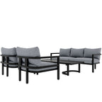 Ensemble de canapés d'extérieur 4 pièces en acier, 5 places, avec table basse, imperméable, antirouille et anti-UV
