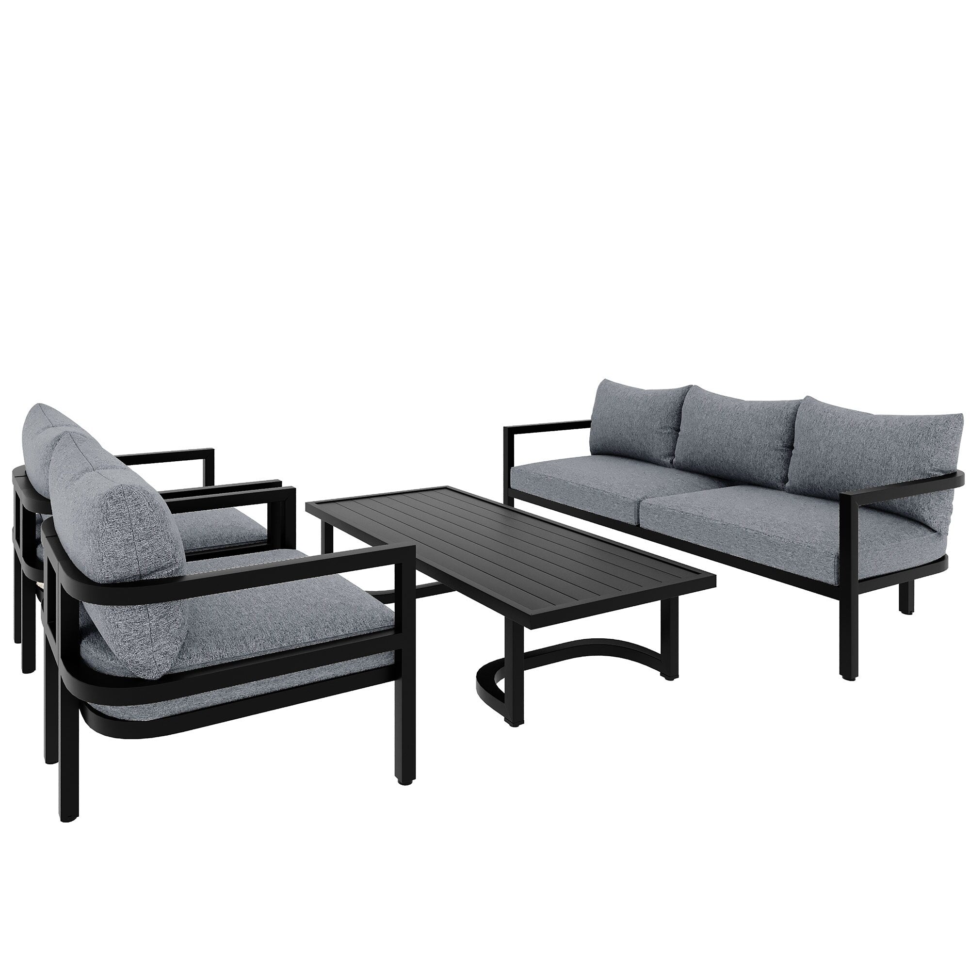 Ensemble de canapés d'extérieur 4 pièces en acier, 5 places, avec table basse, imperméable, antirouille et anti-UV