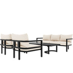 Ensemble de canapés d'extérieur 4 pièces en acier, 5 places, avec table basse, imperméable, antirouille et anti-UV