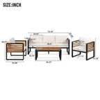 Ensemble de meubles de patio extérieur 4 pièces, ensemble bistro, ensemble de conversation de patio avec table basse et coussin amovible, ensemble de sièges d'extérieur