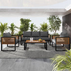 Ensemble de meubles de patio extérieur 4 pièces, ensemble bistro, ensemble de conversation de patio avec table basse et coussin amovible, ensemble de sièges d'extérieur