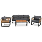Ensemble de meubles de patio extérieur 4 pièces, ensemble bistro, ensemble de conversation de patio avec table basse et coussin amovible, ensemble de sièges d'extérieur