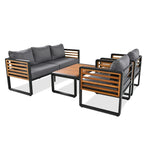 Ensemble de meubles de patio extérieur 4 pièces, ensemble bistro, ensemble de conversation de patio avec table basse et coussin amovible, ensemble de sièges d'extérieur