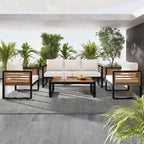 Ensemble de meubles de patio extérieur 4 pièces, ensemble bistro, ensemble de conversation de patio avec table basse et coussin amovible, ensemble de sièges d'extérieur