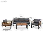 Ensemble de meubles de patio extérieur 4 pièces, ensemble bistro, ensemble de conversation de patio avec table basse et coussin amovible, ensemble de sièges d'extérieur