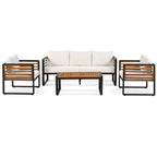 Ensemble de meubles de patio extérieur 4 pièces, ensemble bistro, ensemble de conversation de patio avec table basse et coussin amovible, ensemble de sièges d'extérieur