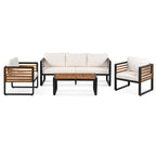 Ensemble de meubles de patio extérieur 4 pièces, ensemble bistro, ensemble de conversation de patio avec table basse et coussin amovible, ensemble de sièges d'extérieur