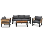 Ensemble de meubles de patio extérieur 4 pièces, ensemble bistro, ensemble de conversation de patio avec table basse et coussin amovible, ensemble de sièges d'extérieur