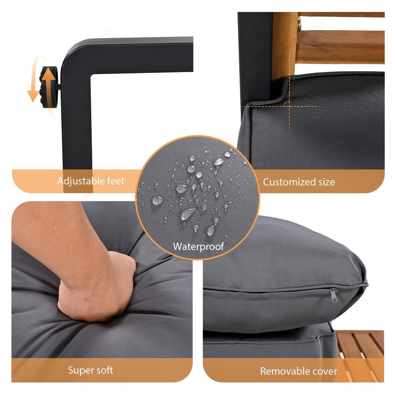 Ensemble de meubles de patio extérieur 4 pièces, ensemble bistro, ensemble de conversation de patio avec table basse et coussin amovible, ensemble de sièges d'extérieur