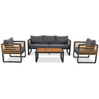 Ensemble de meubles de patio extérieur 4 pièces, ensemble bistro, ensemble de conversation de patio avec table basse et coussin amovible, ensemble de sièges d'extérieur