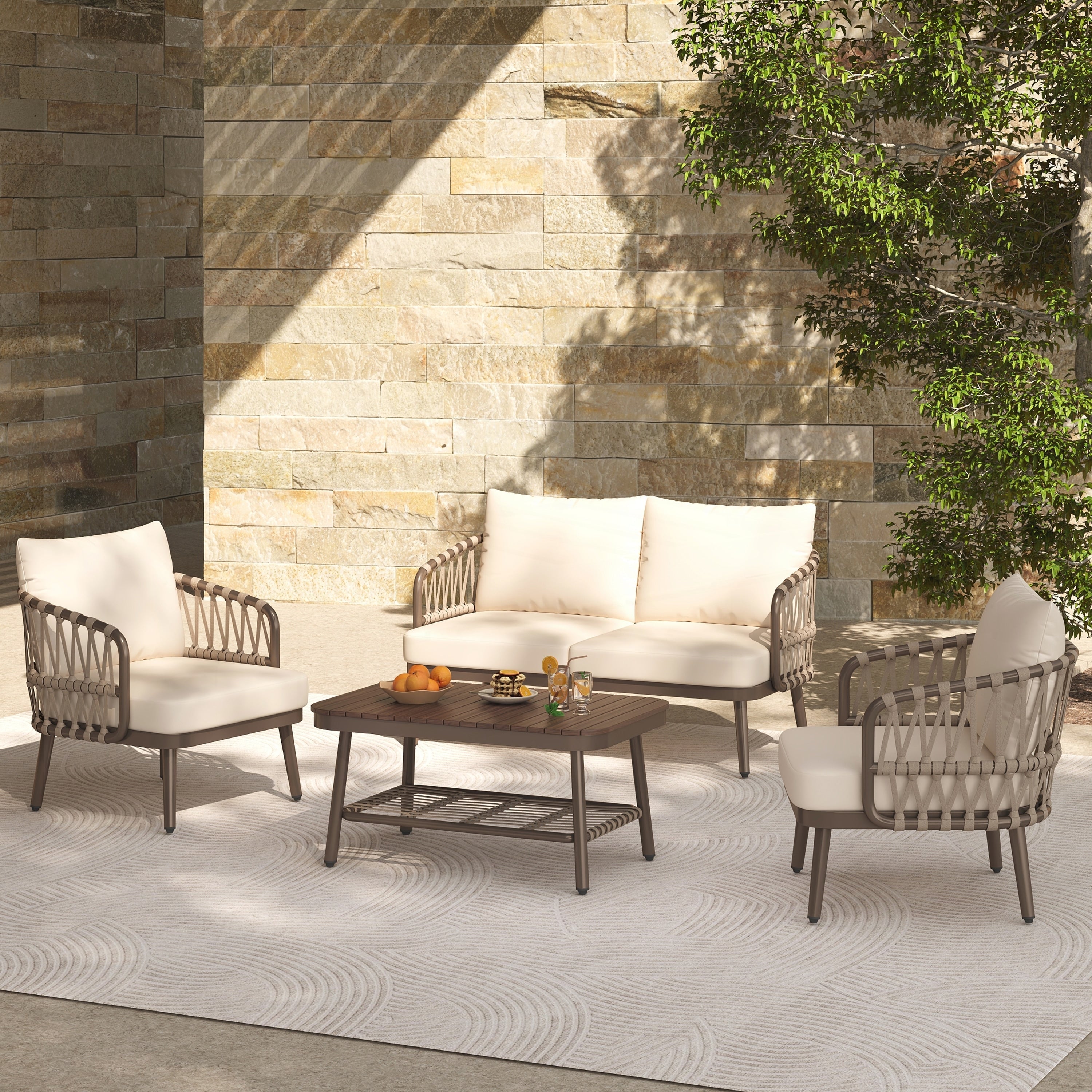 Ensemble de meubles de patio extérieur 4 pièces